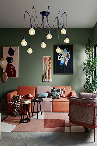 Taşcan Aydınlatma Kablolu Örümcek 8 Li Siyah Tavana Monte Sarkıt Avize