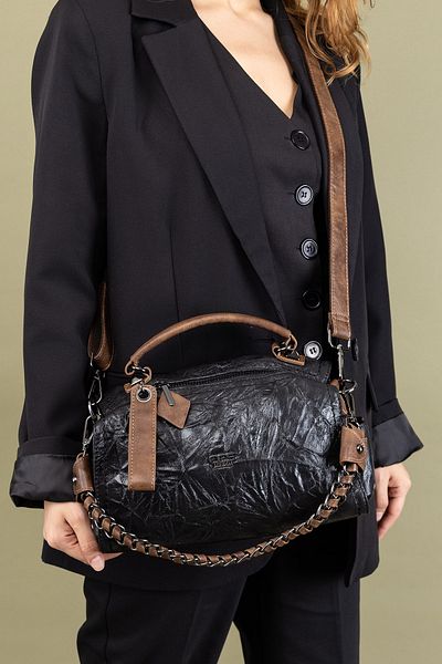 Getcho Women's Black Chain Detailed Hand and Shoulder Bag – Large Size, Antique Leather Imported Bag