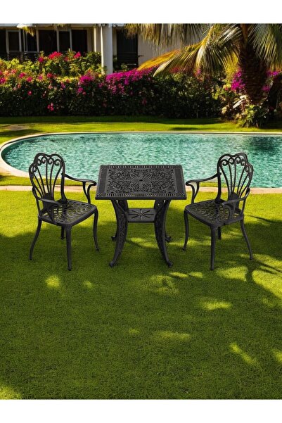 Sweet Home Masa Sandalye Ferforje görünümlü Plastik Kare İstanbul Masa Sandal...