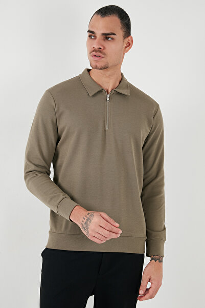 Buratti Pamuklu Regular Fit Yarım Fermuarlı Polo Yaka Sweat Erkek Sweat 5905805