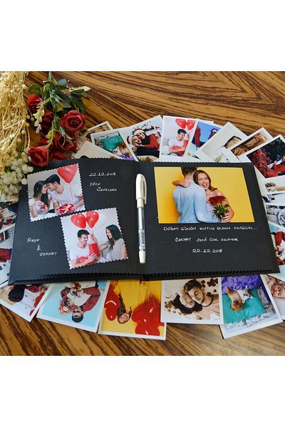 Nobbystar Black Design Yourself Memory Book and Photo Album with White Pen