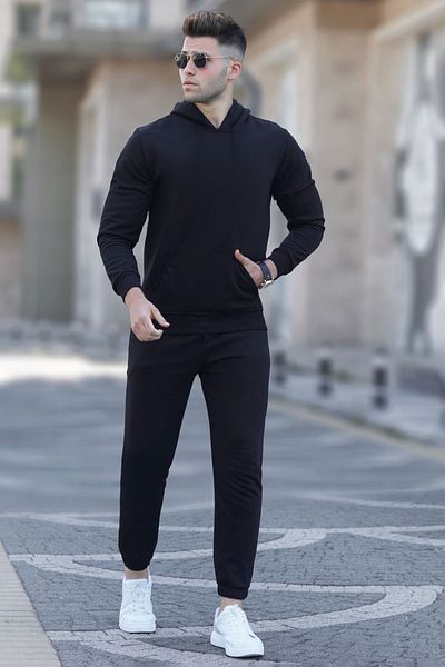BayBayan Ανδρικό σετ φόρμας χωρίς στάμπα, ίσιο oversize με ελαστικά πόδια