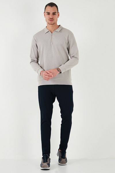 Buratti Ανδρικός ιδρώτας Polo Neck - Βαμβακερός, μισό φερμουάρ, κανονική εφαρμογή SWEAT 5905805