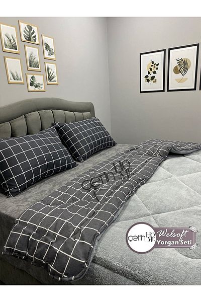 Çetinhome Çetinhome Double Patterned Welsoft Quilt Set (Without Sheets)