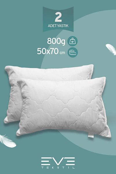 Eve Tekstil 2 Bucuri Diamant Plus Perna Antialergica Fibra Silicon - Husa cu Fermoar, Lavabila 50x70cm 800gr