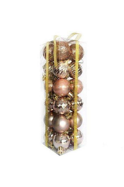 NEWFASHİONBEAUTY Minge de șampanie de Anul Nou - Ornament Mat, Sclipici și Oglindă 24 Bucăți 4 cm