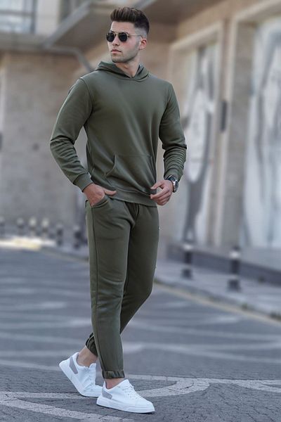 BayBayan Ανδρικό σετ φόρμας χωρίς στάμπα, ίσιο oversize με ελαστικά πόδια