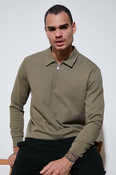 Buratti Ανδρικός ιδρώτας Polo Neck - Βαμβακερός, μισό φερμουάρ, κανονική εφαρμογή SWEAT 5905805