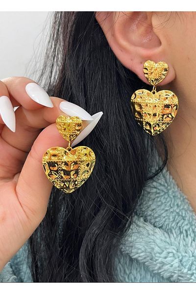 YASİN TOPÇU Steel Gold Earrings