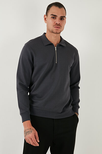 Buratti Pamuklu Regular Fit Yarım Fermuarlı Polo Yaka Sweat Erkek Sweat 5905789