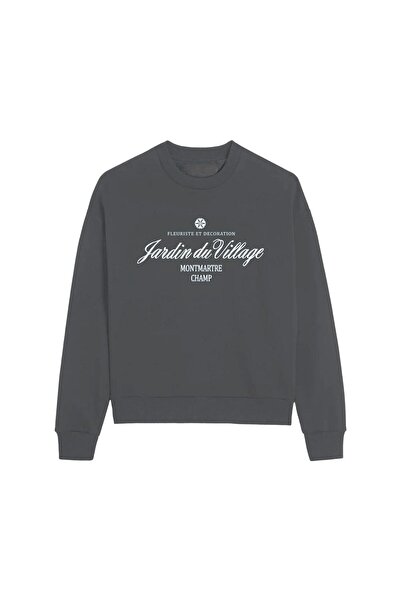 The Champ Clothing Smoked Crew Neck Polar Jardin Du Village Text Printed Oversize φούτερ