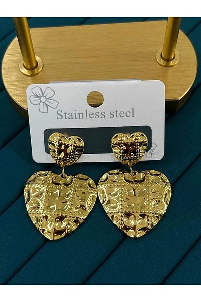 YASİN TOPÇU Steel Gold Earrings