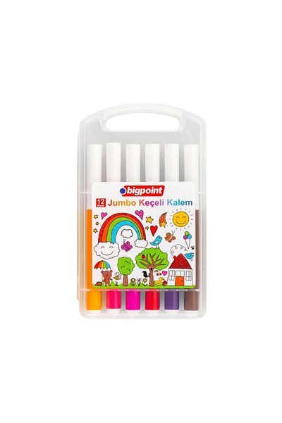 Bigpoint |   Jumbo Felt Pen Set, Water Based Easy to Clean, Set of 12 Different Colors