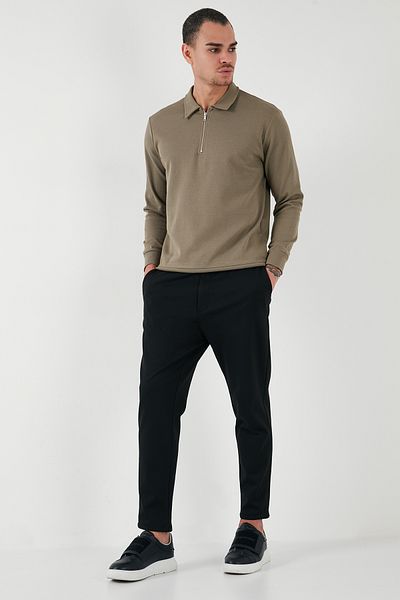 Buratti Ανδρικός ιδρώτας Polo Neck - Βαμβακερός, μισό φερμουάρ, κανονική εφαρμογή SWEAT 5905805