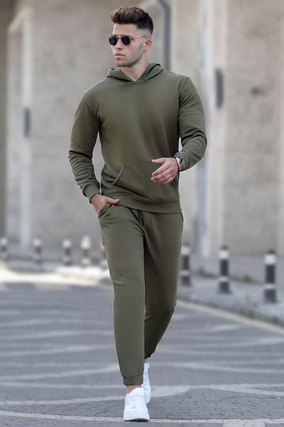 BayBayan Ανδρικό σετ φόρμας χωρίς στάμπα, ίσιο oversize με ελαστικά πόδια