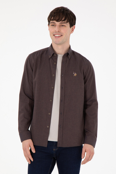 U.S. Polo Assn. Men's Brown Long Sleeve Basic Shirt 50293980 -Vr029