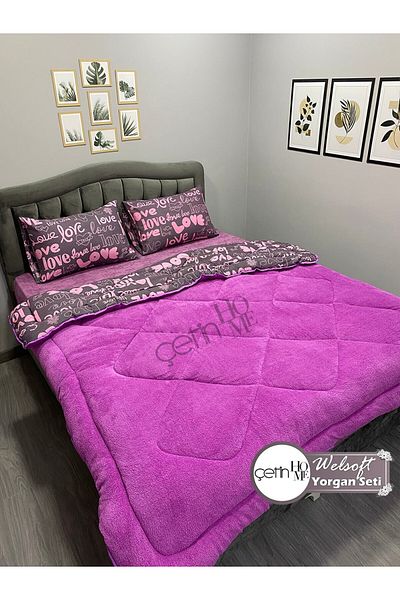 Çetinhome Çetinhome Double Patterned Welsoft Quilt Set (Without Sheets)