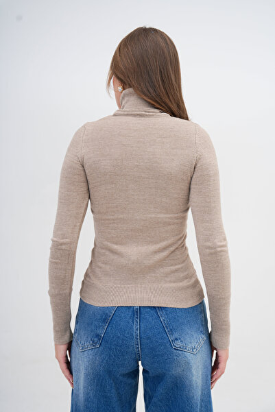 WOMAN VISION Πλεκτό υφασμάτινο ζιβάγκο μακρυμάνικο βιζόν Basic μπλούζα 0112