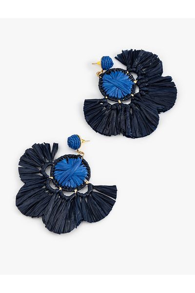 Koton Large Size Dangle Straw Earrings with Flowers - Koton X Melis Ağazat