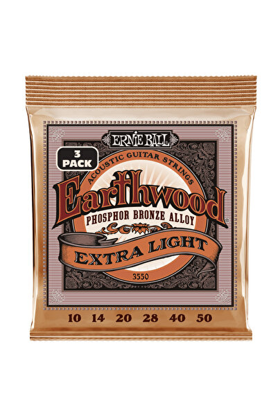 Ernie Ball P03550 Earthwood Extra Light 8020 Phosphor Bronze 10-50 Akustik Gi...