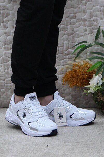 U.S. Polo Assn. A1261159 White Navy Blue Flexible Lightweight Original Product Men's Sports Shoes