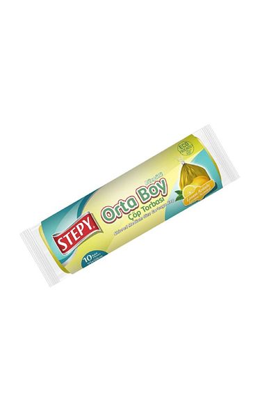 STEPY 55X60Cm Medium Size Lemon Trash Bag - Drawstring, 10 Pieces