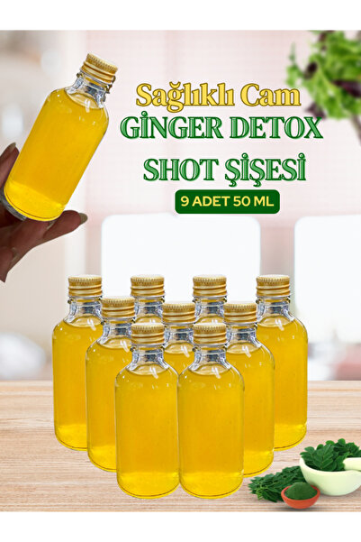 Milea 9 Adet Şeffaf Cam Shot Şişesi Sızdırmaz Gold Metal Kapaklı Hediyelik Koku Süs Çok Amaçlı Şişe 50ml