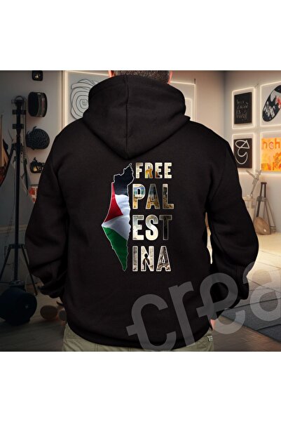 Crea Eymer Wear Hanorac cu capota supradimensionat cu imprimeu Palestine Free...