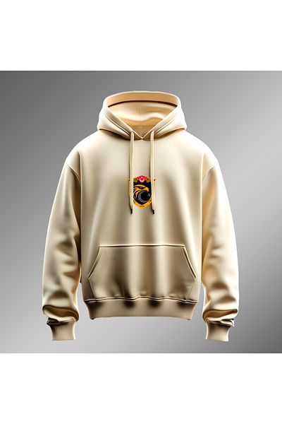 Crea Eymer Wear Φούτερ με φούτερ με κουκούλα με στάμπα Turkish Eagles Solo Design - Κρέμα