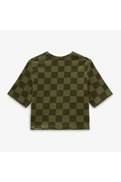 Vans Tricou Checker Crew Crop Ii Kadın Haki