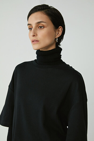 ETHIQUET Black Oversize Crew Neck 100% Organic Cotton Women's T-shirt - Plus Size