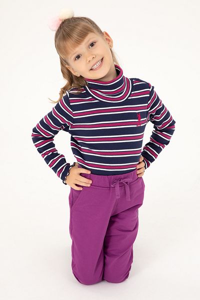 U.S. Polo Assn. Girl's Navy Blue Turtleneck Sweatshirt 50296286 -Vr033