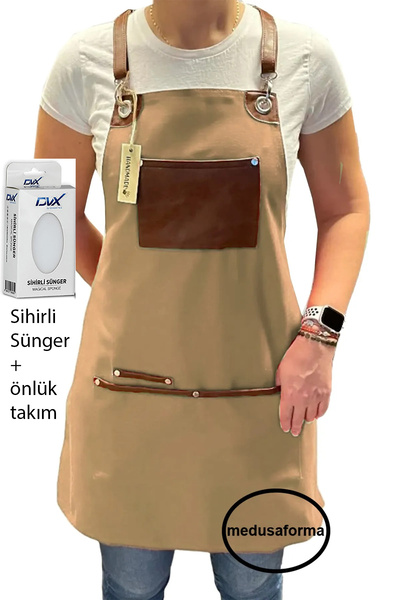 medusaforma Çapraz Askılı Mutfak Önlüğü Master Şef Cafe Restaurant Chef Garso...