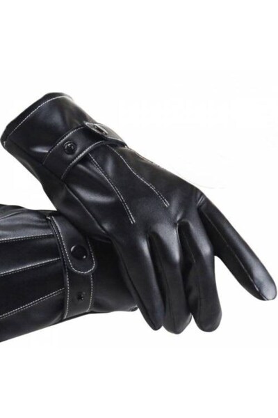 xeox Men's Standard Size Faux Leather Gloves Touch Screen Compatible