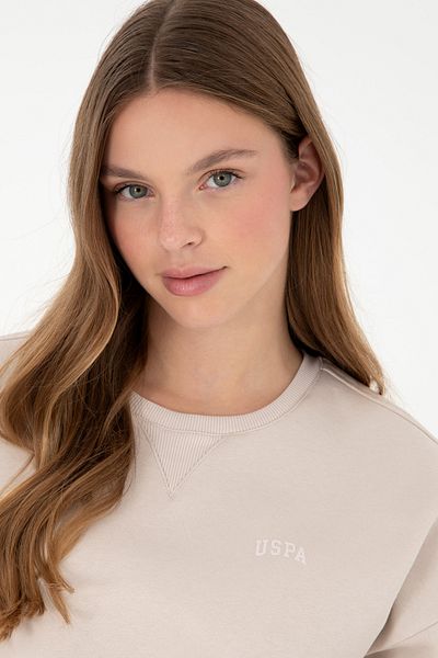 U.S. Polo Assn. Women's Stone Basic Crew Neck Sweatshirt 50297296 -Vr049