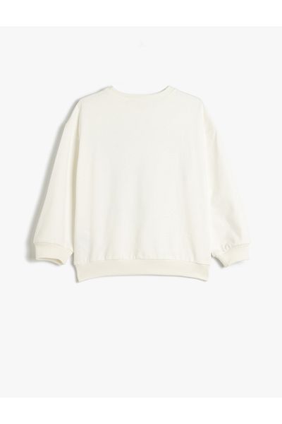 Koton Cotton Long Sleeve Sweatshirt - Crew Neck and Print Detail