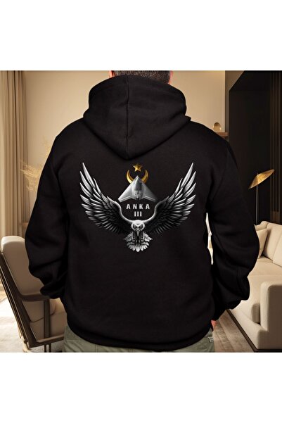 Crea Eymer Wear Hanorac oversize ANKA 3 Eagle Black - Hanorac cu imprimeu ilu...