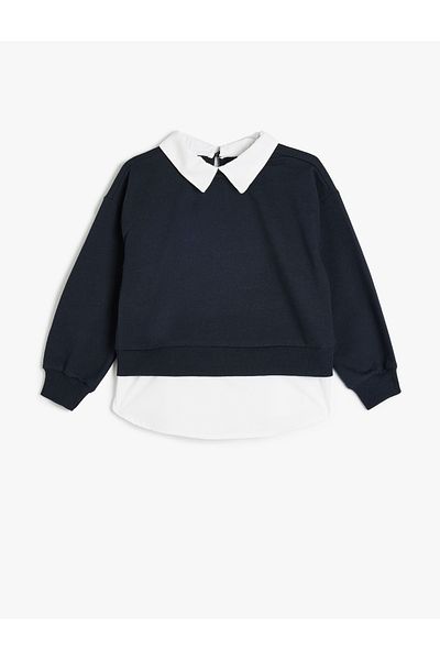 Koton Double Fabric Shirt Collar Sweatshirt