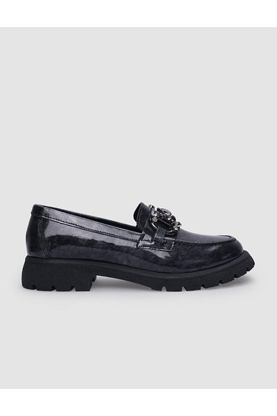 Cabani Black Genuine Leather - 100% Buckle Women's Casual Shoes