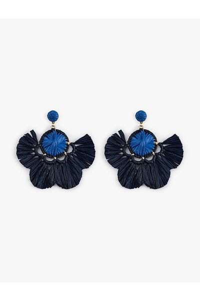 Koton Large Size Dangle Straw Earrings with Flowers - Koton X Melis Ağazat