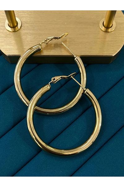 YASİN TOPÇU Steel Gold Earrings
