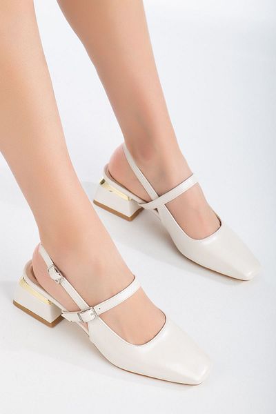 MaskButik Pantofi cu toc Hilda alb sidef