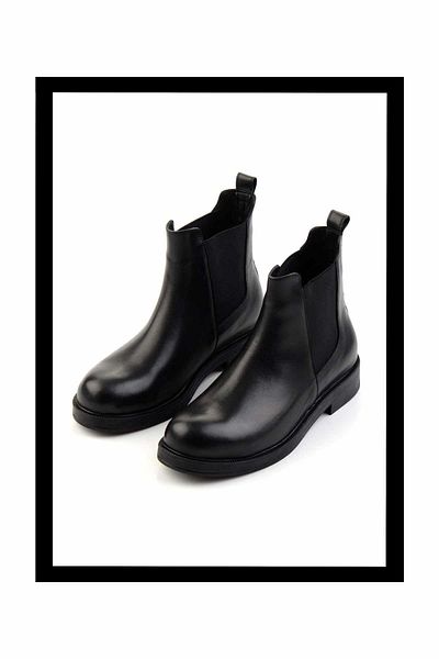 Bambi Black Genuine Leather Women's Boots & Bootie K 02046010403