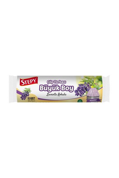 STEPY Large Size Lavender Garbage Bag - 65X70Cm, 10 Pieces Drawstring