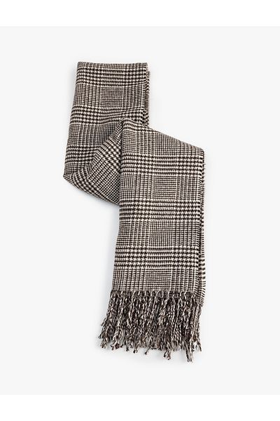 Koton Plaid Tasseled Long Scarf