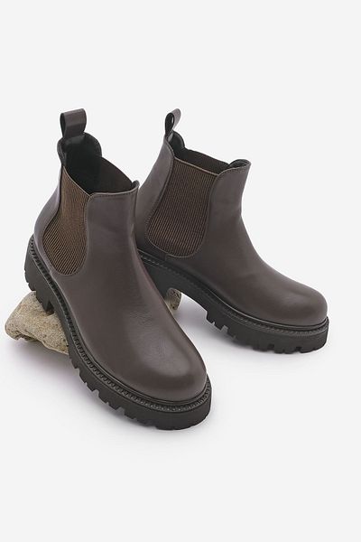Marjin Women's Chelsea Casual Boots - Double Elastic and Serrated Sole, Sarfen Brown