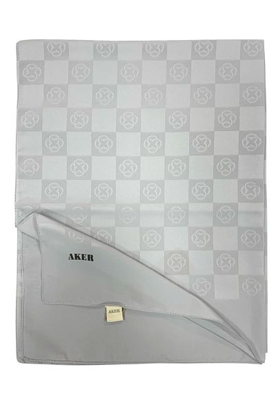 Aker New Checkerboard Patterned Light Gray Monogram Shawl - 971