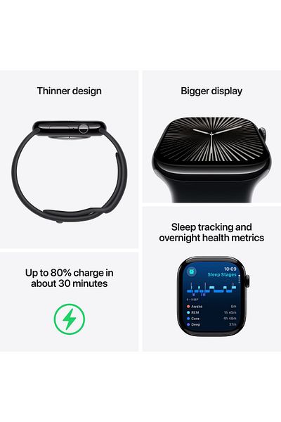 Apple Watch Series 10 GPS 42mm Jet Black Aluminium Case with Black Sport Band | S/M|MWWE3QA/A