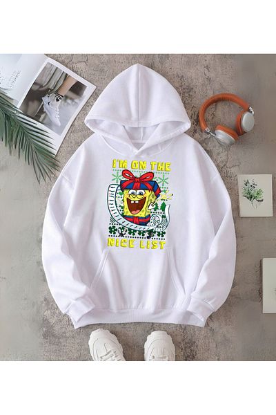 Touz Moda Φούτερ SpongeBob Merry Christmas με στάμπα με κουκούλα