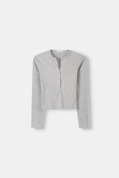 Bershka Ribbed sweater with buttons